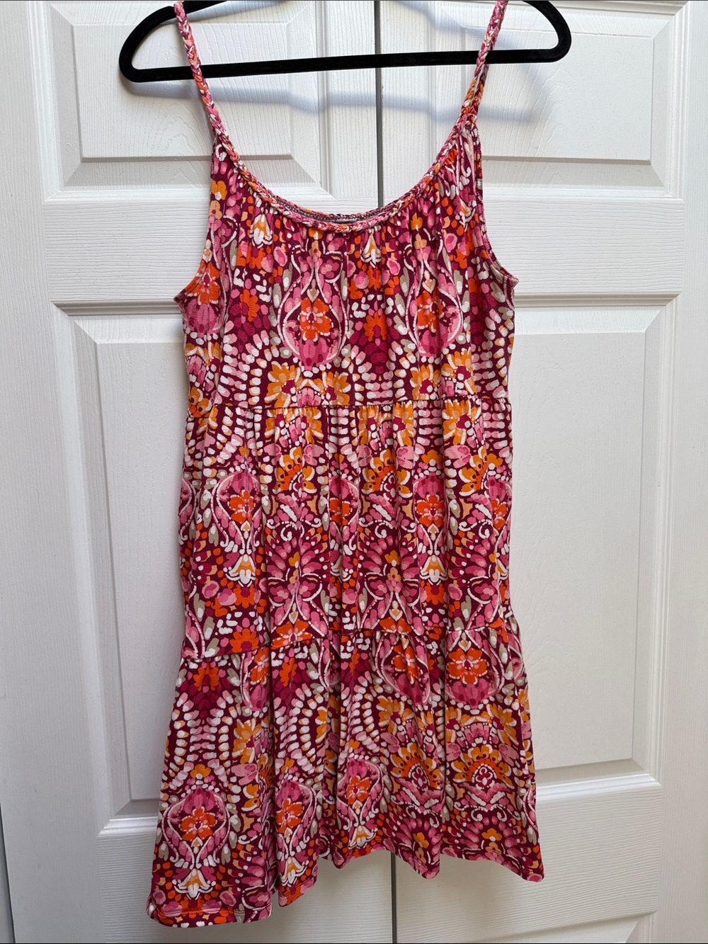 Old Navy Pink and Orange Printed Spaghetti Strap Mini Dress